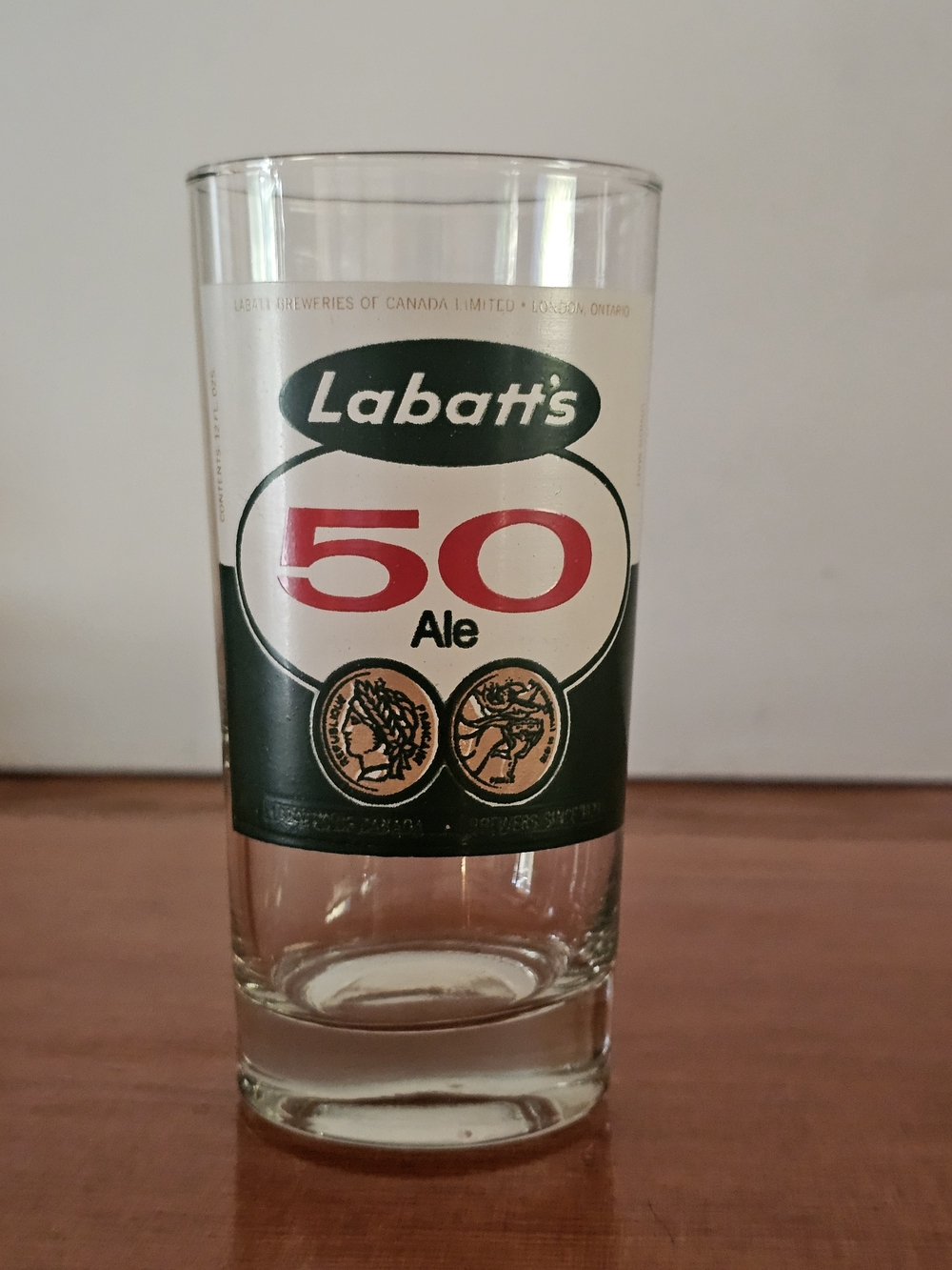 50 Ale Clear Glass with Red and Green Logo